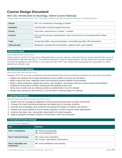 Preview of the Course design document